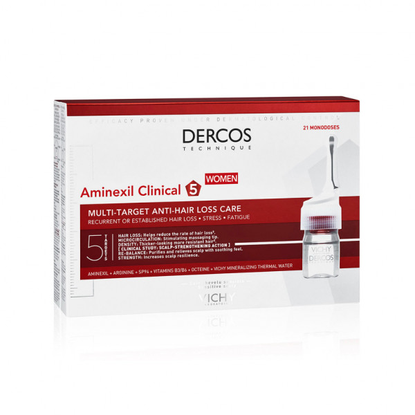 Dercos Aminexil Clinical 5 Anticaída Mujer 21 Ampollas